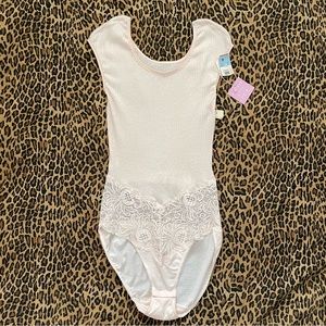 90's Vintage Warner's Pale Pink Lace Trim Bodysuit